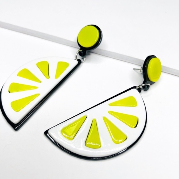 Jenny Lemon Lime Slice Acrylic Retro Earrings - Picture 3 of 4